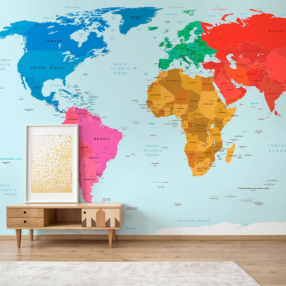 Imagen Relacionada World Map Wallpaper World Map Mural Custom Photo ...